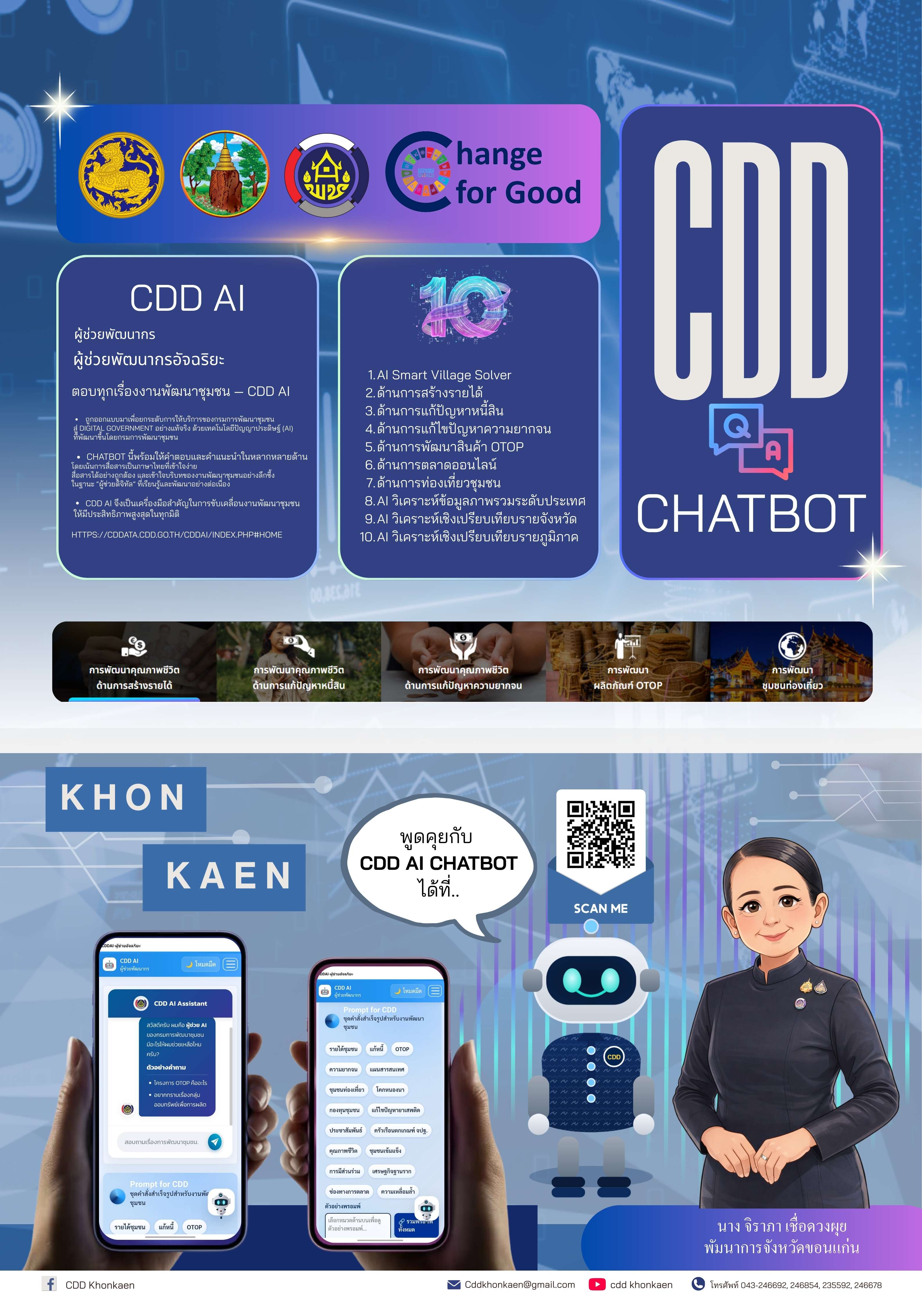 พช.ขอนแก่น นำโดย นางจิรภา เชื้อดวงผุย พัฒนาการจังหวัดขอนแก่น ร่วมประชาสัมพันธ์และเชิญชวนใช้งาน “CDD AI”