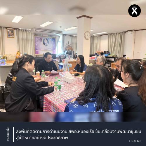 พช.ขอนแก่น : ลงพื้นที่ติดตามการดำเนินงาน สพอ.หนองเรือ ขับเคลื่อนงานพัฒนาชุมชนสู่เป้าหมายอย่างมีประสิทธิภาพ