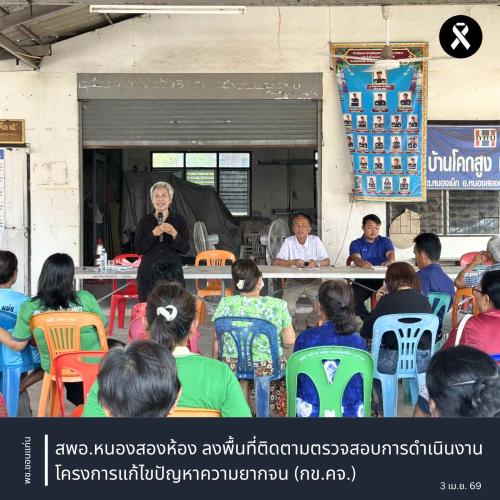 พช.ขอนแก่น : สพอ.หนองสองห้อง ลงพื้นที่ติดตามตรวจสอบการดำเนินงานโครงการแก้ไขปัญหาความยากจน (กข.คจ.)